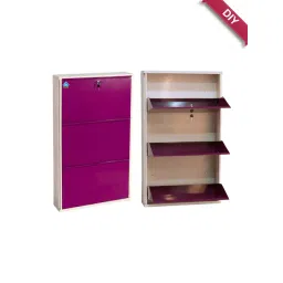 Delite Kom Powder Coated Ivory Violet Wall Mounted Metal Shoe Rack ( 3 Shelves DIY)-picture-17