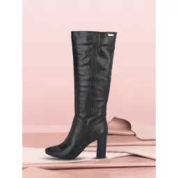 Delize Black High-Top Block Heeled Boots-picture-18