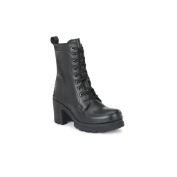 Delize Black Solid Women's Derby Boots-picture-42
