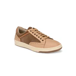 Delize Men Beige Colourblocked Leather Sneakers-picture-40