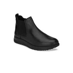 Delize Men Black Leather Flat Boots-picture-17