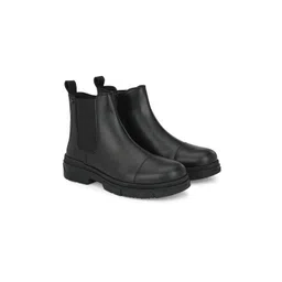 Delize Men Black Solid Casual Leather Chelsea Boots image 1