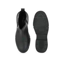Delize Men Black Solid Casual Leather Chelsea Boots image 3
