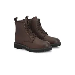 Delize Men Black Solid Leather Biker Boots-picture-31