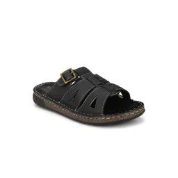 Delize Men Black Solid Leather Sandals-picture-14