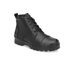Delize Men Black Solid Mid-Top Flat Boots-picture-12