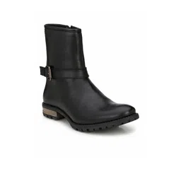 Delize Men Black Solid Synthetic Leather High-Top Flat Boots-picture-13