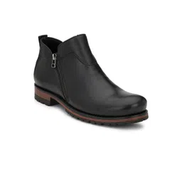 Delize Men Black Solid Synthetic Leather Mid-Top Flat Boots-picture-42