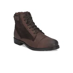 Delize Men Brown Mid-Top Flat Boots-picture-33