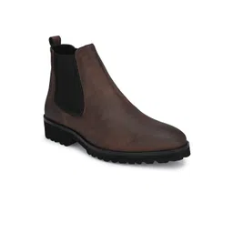 Delize Men Brown Solid Flat Boots-picture-17