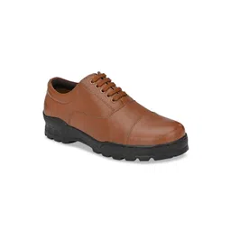 Delize Men Tan Brown Solid Leather Oxfords-picture-37
