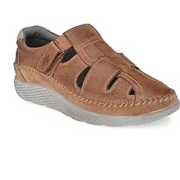 delize Men's Black/Tan Leather Sandals-picture-12