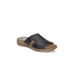 Delize Women Black Leather Open Toe Flats-picture-20