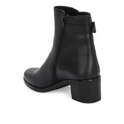 Delize Women Black Solid Ankle Chelsea Boots With Buckle Strap Detail image 4