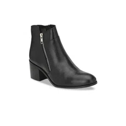 Delize Women Black Solid Faux Leather Heeled chelsea Boots-picture-29