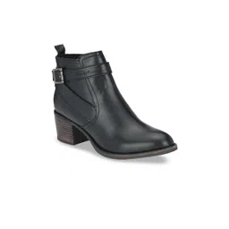 Delize Women Black Solid Mid-Top Chelsea Heeled Boots-picture-30