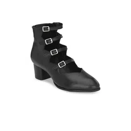 Delize Women Black Solid Mid-Top Heeled Boots-picture-26