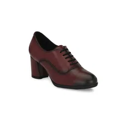 Delize Women Burgundy Solid Block Heeled Boots-picture-36