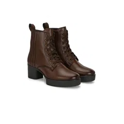 Delize Women Mid-Top Block-Heeled Derby Boots-picture-33