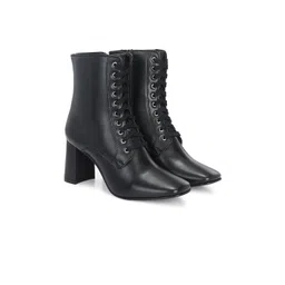 Delize Women Round Toe Block-Heeled Winter Lace-Ups Boots-picture-19