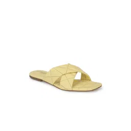 Delize Women Yellow Textured Open Toe Flats-picture-36