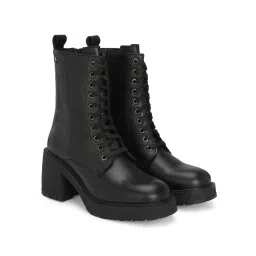 Delize Womens Solid Black High Heel Casual Derby Ankle Boots-picture-29