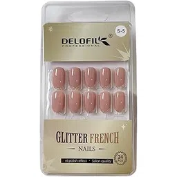 Delofill Profeesionl Glitter French Nails Set – 24 PCS Red Press-On Nails with Gel Polish Effect (S-5)-picture-19
