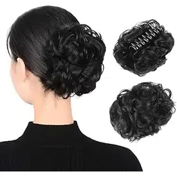 delorus 1 Pcs Synthetic Nylon Messy Curly Hair Claw/Clutcher Bun Hair Extension for Women and Girls (Black)-picture-28
