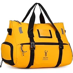 delphi design company Delphi Design Waterproof Gym & Travel Duffel Bag | Multi-Compartment Weekender with Shoe Compartment, Dry-Wet Separation, Yoga Mat Holder | Stylish, Durable & Spacious Sports Bag (Yellow)-picture-19