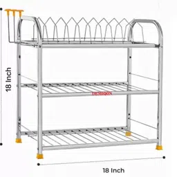 demiqon Utensil Kitchen Rack 101_SpaceSaver Dish Drying Rack/Premium 3-Tier Drainer Stand Steel-picture-12