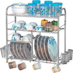 demiqon Utensil Kitchen Rack 24x 24 Inches Kitchen Dish Rack / Plate Cutlery Stand / Modern Kitchen Stand / Steel-picture-16