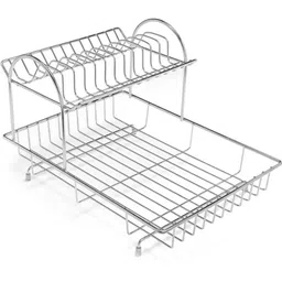demiqon Utensil Kitchen Rack Stainless Steel 2-Tier Dish Drying Rack for Kitchen Countertop Steel-picture-11