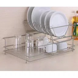 demiqon Utensil Kitchen Rack Utensil 2-Tier Kitchen Rack / Plate Stand/ Gilass Stand / Bowl Stand/ dish rack Steel image 1