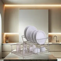 demiqon Utensil Kitchen Rack Utensil 2-Tier Kitchen Rack / Plate Stand/ Gilass Stand / Bowl Stand/ dish rack Steel image 3