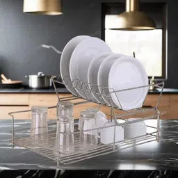 demiqon Utensil Kitchen Rack Utensil 2-Tier Kitchen Rack / Plate Stand/ Gilass Stand / Bowl Stand/ dish rack Steel image 5