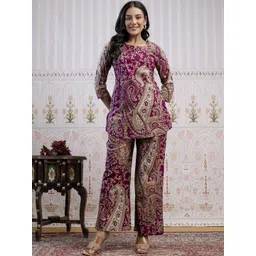 Demirner Printed Round Neck Viscose Rayon Co-Ords-picture-23