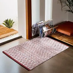 Democracy Homes Hand-Woven Cotton Ethnic Design Floor Mat, Reversible, Soft and Comfortable for Home and Office, Multi Purpose, Machine Washable (1300 GSM, Orange, 60 x 90 cm)-picture-12