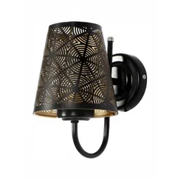 DENICRAAS Black & Gold-Toned Textured Iron Frustum Shaped Contemporary Wall Lamp-picture-19