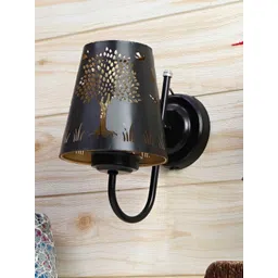 DENICRAAS Black Textured Iron Contemporary Frustum Shaped Wall Lamp-picture-14