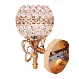 DENICRAAS Gold-Toned & Silver-Toned Textured Aluminium Spherical Shaped Wall Lamp-picture-32