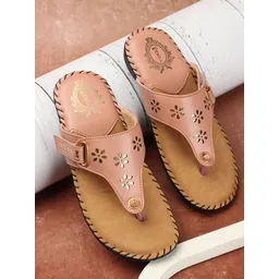 Denill Laser Cuts Embellished Open Toe Flats-picture-11