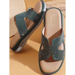 Denill Women Black Glitter Sandals for Women Slip-On Platform Heels-picture-18