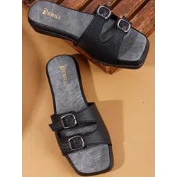 Denill Women Black Platform Slip-On Heels-picture-16