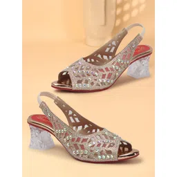 Denill Women Embellished Block Heel Peep Toes-picture-39