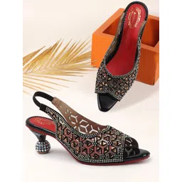 Denill Women Embellished Kitten Heel Peep Toes-picture-29