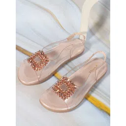 Denill Women Embellished Open Toe Flats image 1