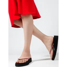 Denill Women Maroon Solid Synthetic Leather T-Strap Flats image 2