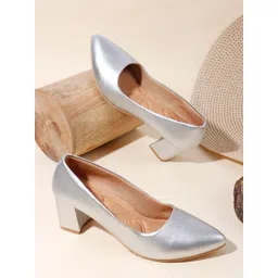 Denill Women Pointed Toe Metallic Block Heel Sandals-picture-33