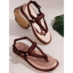 Denill Women Polka Dot T-Strap Rose Gold Footbed Platforms-picture-33