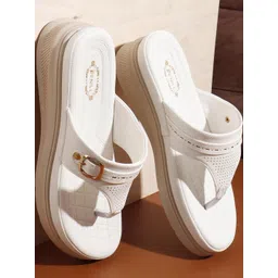Denill Women White Ethnic Style T-Strap Causal Flats Sandals-picture-38